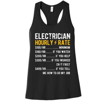 Hourly Rate Electricity Electrician Women's Racerback Tank