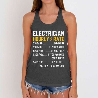 Hourly Rate Electricity Electrician Women's Knotted Racerback Tank