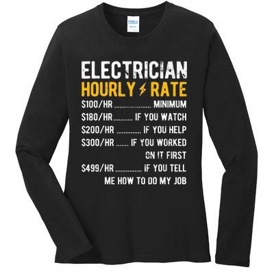 Hourly Rate Electricity Electrician Ladies Long Sleeve Shirt