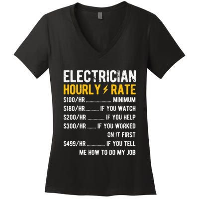 Hourly Rate Electricity Electrician Women's V-Neck T-Shirt