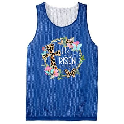 He's Risen Easter Day Jesus Cross Religious Christian Flower Mesh Reversible Basketball Jersey Tank