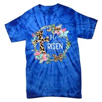 He's Risen Easter Day Jesus Cross Religious Christian Flower Tie-Dye T-Shirt