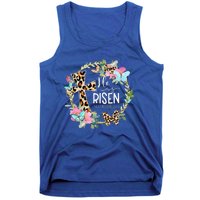 He's Risen Easter Day Jesus Cross Religious Christian Flower Tank Top