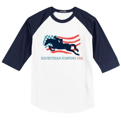 Horse Rider Equestrian Jumping Usa Team Coach American Flag Baseball Sleeve Shirt