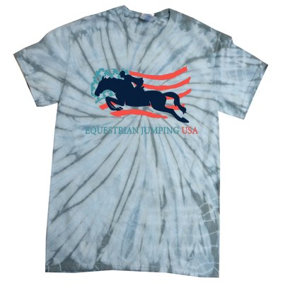 Horse Rider Equestrian Jumping Usa Team Coach American Flag Tie-Dye T-Shirt