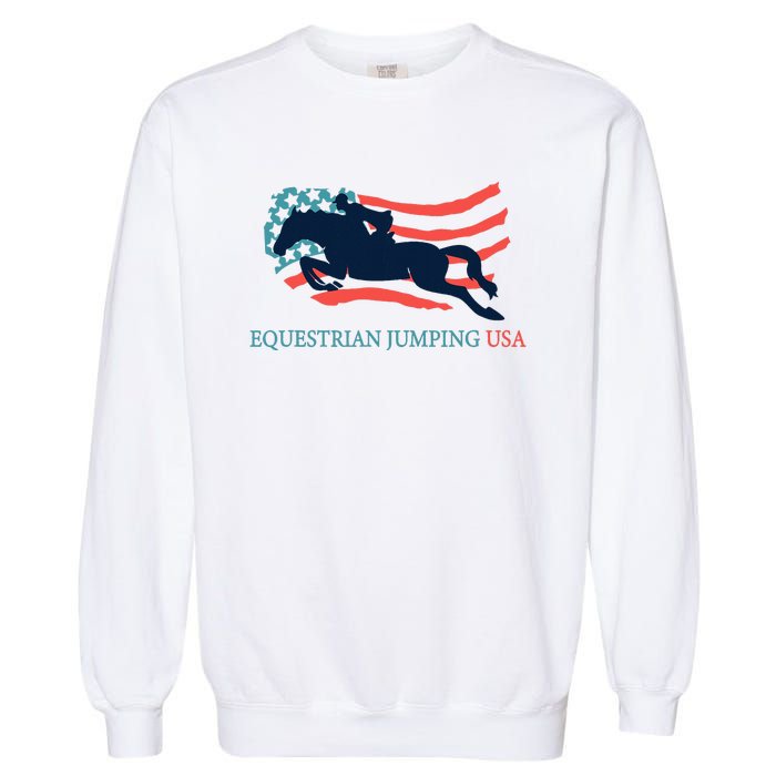 Horse Rider Equestrian Jumping Usa Team Coach American Flag Garment-Dyed Sweatshirt