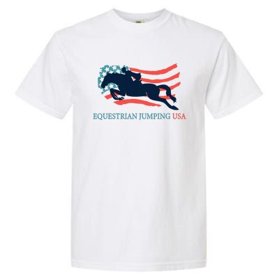 Horse Rider Equestrian Jumping Usa Team Coach American Flag Garment-Dyed Heavyweight T-Shirt