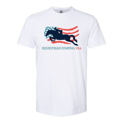 Horse Rider Equestrian Jumping Usa Team Coach American Flag Softstyle CVC T-Shirt