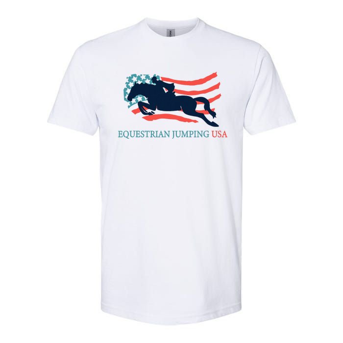 Horse Rider Equestrian Jumping Usa Team Coach American Flag Softstyle CVC T-Shirt