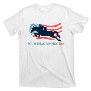 Horse Rider Equestrian Jumping Usa Team Coach American Flag T-Shirt