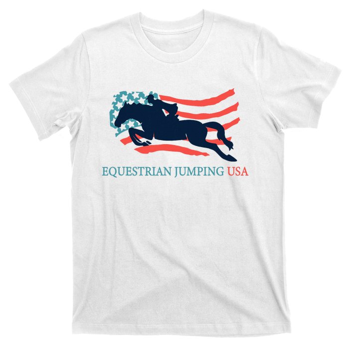 Horse Rider Equestrian Jumping Usa Team Coach American Flag T-Shirt