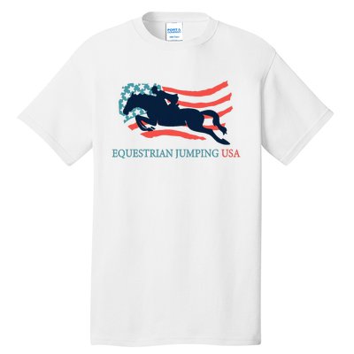 Horse Rider Equestrian Jumping Usa Team Coach American Flag Tall T-Shirt