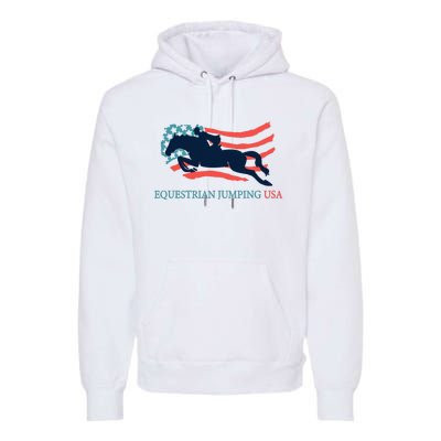 Horse Rider Equestrian Jumping Usa Team Coach American Flag Premium Hoodie