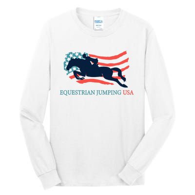 Horse Rider Equestrian Jumping Usa Team Coach American Flag Tall Long Sleeve T-Shirt