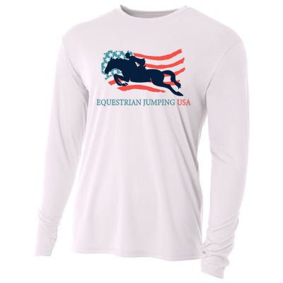 Horse Rider Equestrian Jumping Usa Team Coach American Flag Cooling Performance Long Sleeve Crew