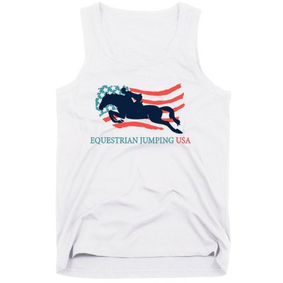 Horse Rider Equestrian Jumping Usa Team Coach American Flag Tank Top