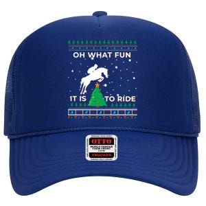 Horse Rider Equestrian Cow Ugly Christmas Jumper Gift High Crown Mesh Back Trucker Hat