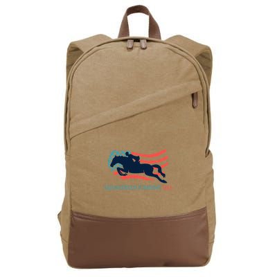 Horse Rider Equestrian Jumping Usa Team Coach American Flag Cotton Canvas Backpack