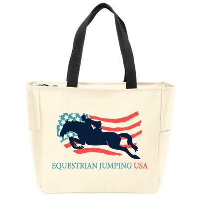 Horse Rider Equestrian Jumping Usa Team Coach American Flag Zip Tote Bag