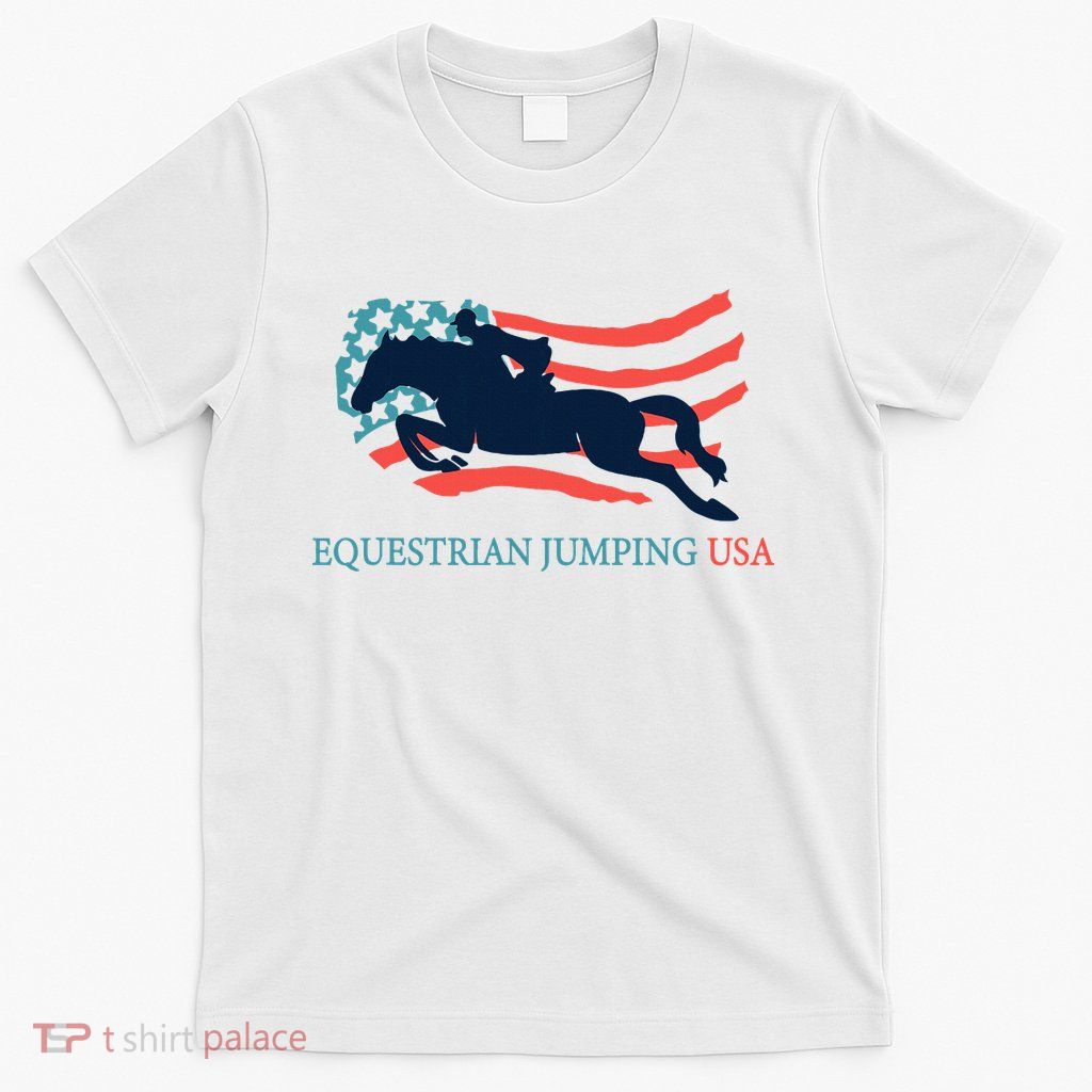 Horse Rider Equestrian Jumping Usa Team Coach American Flag T-Shirt