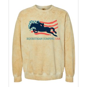 Horse Rider Equestrian Jumping Usa Team Coach American Flag Colorblast Crewneck Sweatshirt