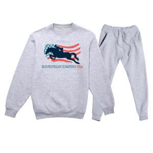 Horse Rider Equestrian Jumping Usa Team Coach American Flag Premium Crewneck Sweatsuit Set