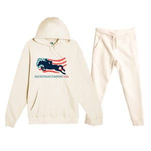 Horse Rider Equestrian Jumping Usa Team Coach American Flag Premium Hooded Sweatsuit Set