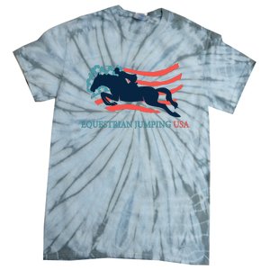 Horse Rider Equestrian Jumping Usa Team Coach American Flag Tie-Dye T-Shirt