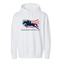 Horse Rider Equestrian Jumping Usa Team Coach American Flag Garment-Dyed Fleece Hoodie