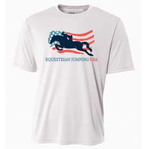 Horse Rider Equestrian Jumping Usa Team Coach American Flag Cooling Performance Crew T-Shirt