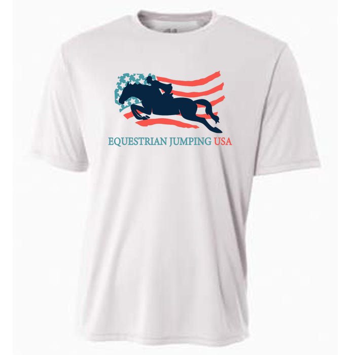 Horse Rider Equestrian Jumping Usa Team Coach American Flag Cooling Performance Crew T-Shirt