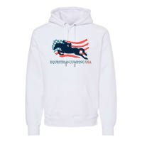 Horse Rider Equestrian Jumping Usa Team Coach American Flag Premium Hoodie