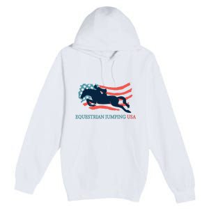 Horse Rider Equestrian Jumping Usa Team Coach American Flag Premium Pullover Hoodie