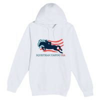 Horse Rider Equestrian Jumping Usa Team Coach American Flag Premium Pullover Hoodie