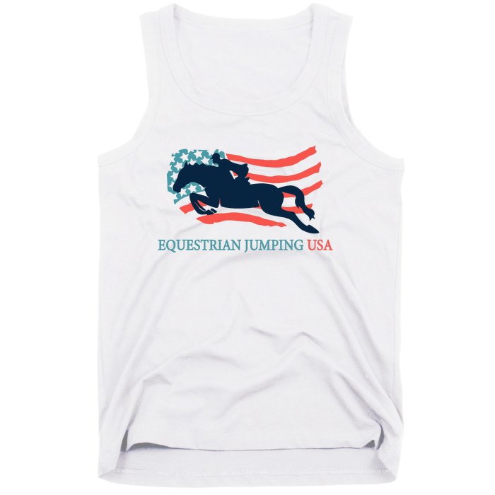 Horse Rider Equestrian Jumping Usa Team Coach American Flag Tank Top