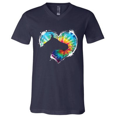 Horse Riding Equestrian Horseback Horses Tie Dye V-Neck T-Shirt