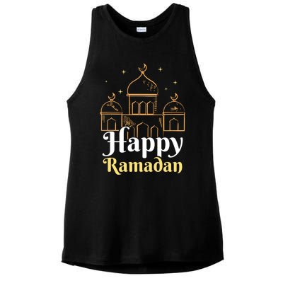 Happy Ramadan Eid Kareem Muslim Mubarak Gift Ladies PosiCharge Tri-Blend Wicking Tank