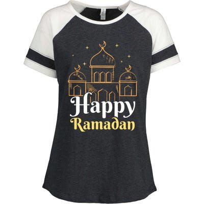 Happy Ramadan Eid Kareem Muslim Mubarak Gift Enza Ladies Jersey Colorblock Tee