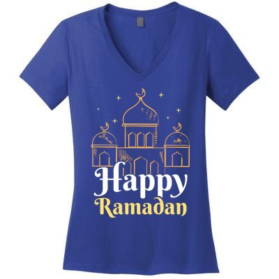 Happy Ramadan Eid Kareem Muslim Mubarak Gift Women's V-Neck T-Shirt