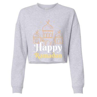 Happy Ramadan Eid Kareem Muslim Mubarak Gift Cropped Pullover Crew