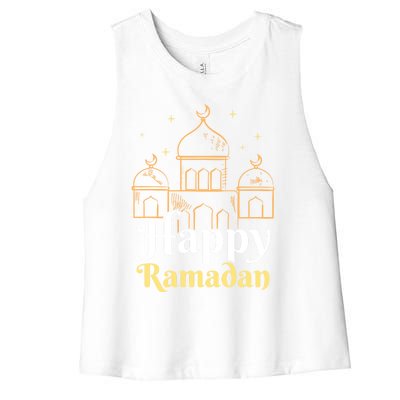 Happy Ramadan Eid Kareem Muslim Mubarak Gift Women's Racerback Cropped Tank