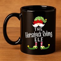 Horseback Riding Elf Group Christmas Funny Pajama Party 11oz C Handle Ceramic Mug