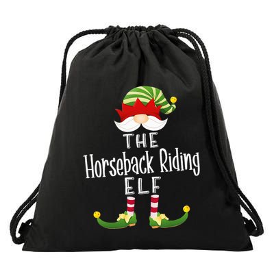 Horseback Riding Elf Group Christmas Funny Pajama Party Drawstring Bag
