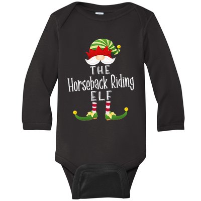 Horseback Riding Elf Group Christmas Funny Pajama Party Baby Long Sleeve Bodysuit