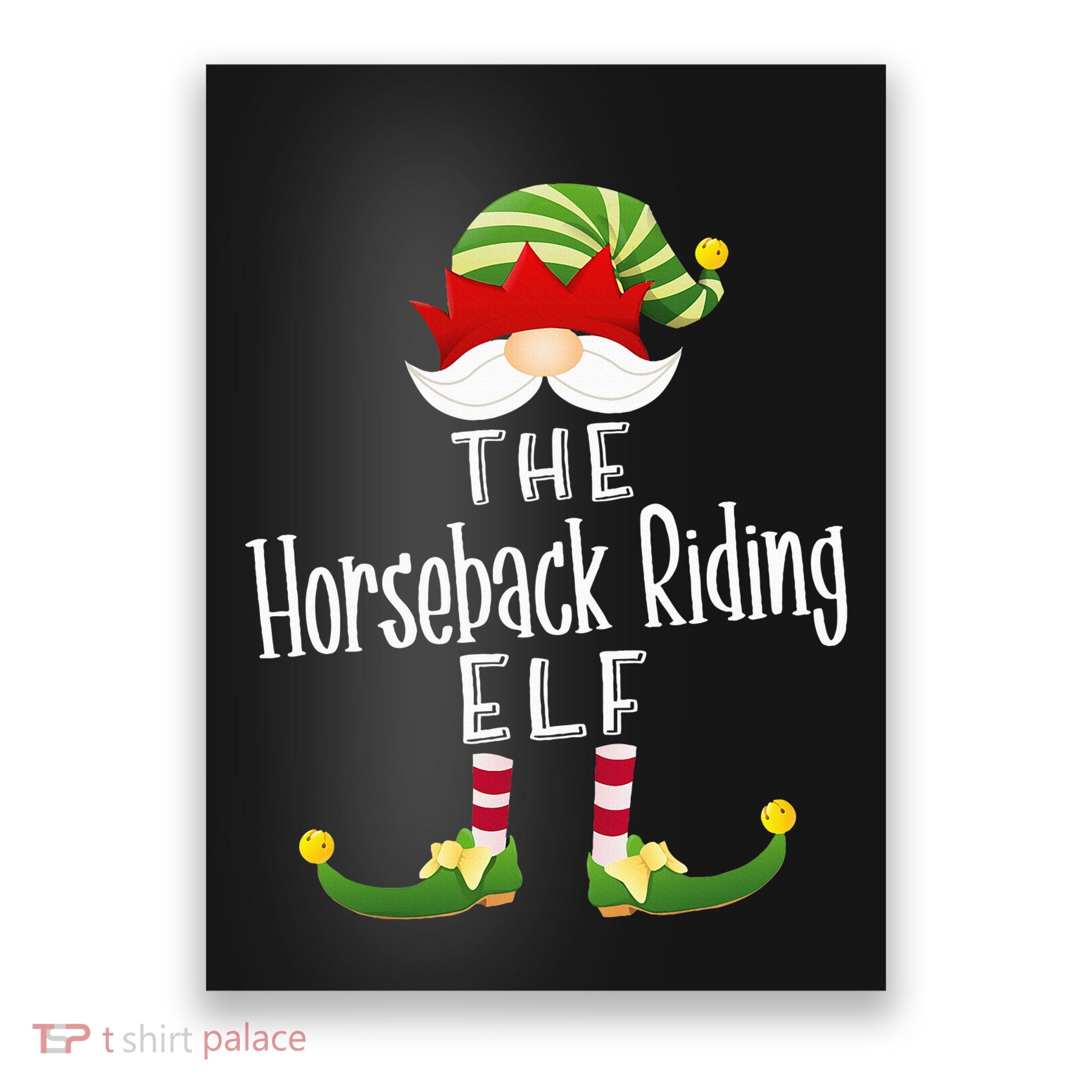 Horseback Riding Elf Group Christmas Funny Pajama Party Poster