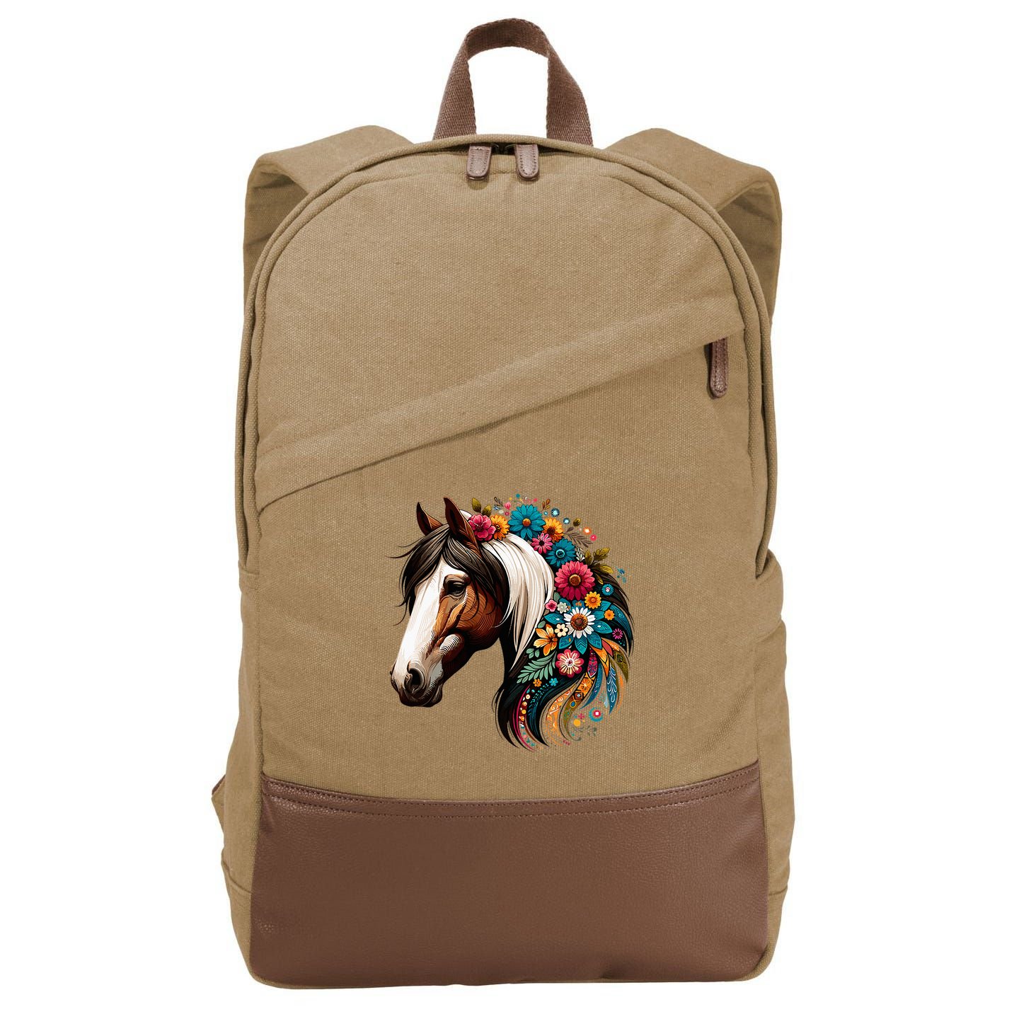 Horse Riding Equestrian Horse Portrait Western Horseback Cotton Canvas Backpack