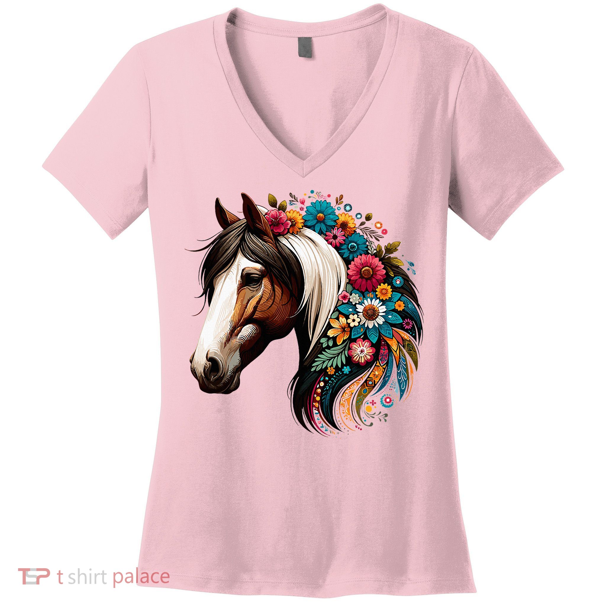 Horse Riding Equestrian Horse Portrait Western Horseback Women's V-Neck T-Shirt