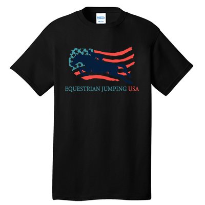 Horse Rider Equestrian Jumping Usa Team Coach American Flag Tall T-Shirt