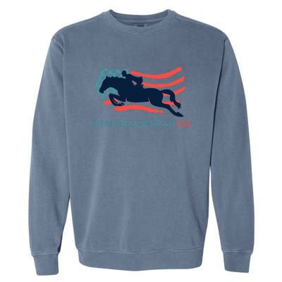 Horse Rider Equestrian Jumping Usa Team Coach American Flag Garment-Dyed Sweatshirt