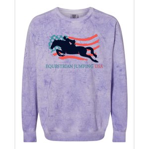 Horse Rider Equestrian Jumping Usa Team Coach American Flag Colorblast Crewneck Sweatshirt